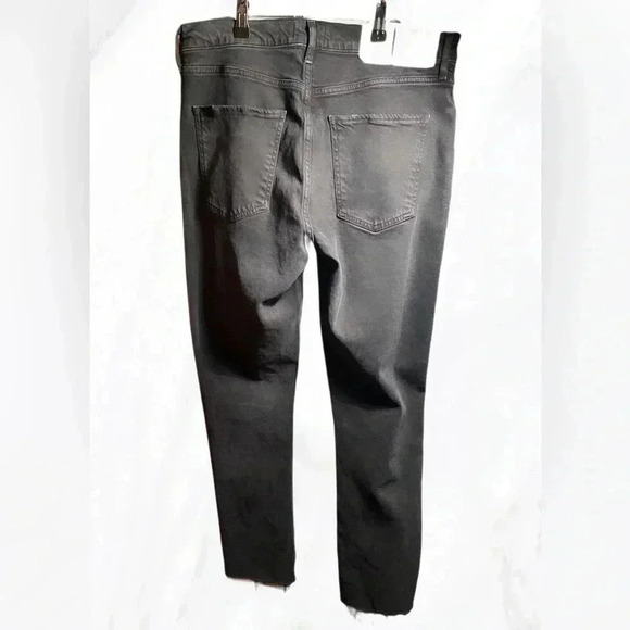 NWT AGOLDE “Toni Feral” black frayed 5 pocket stretch  straight denim jean 32 - Picture 3 of 7